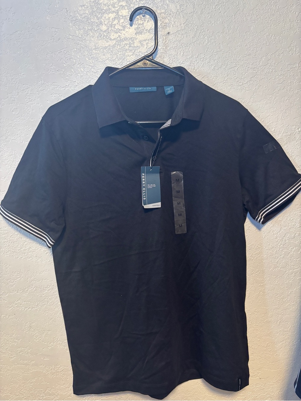Perry Ellis Men's Black Polo Shirt - Classic Casual Style -M